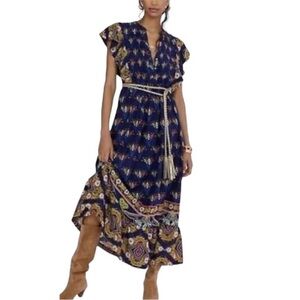 Anthropologie Maeve Cassandra Floral Flutter Sleeve Maxi Dress size small